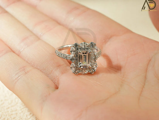 Emerald Cut Moissanite Ring, 