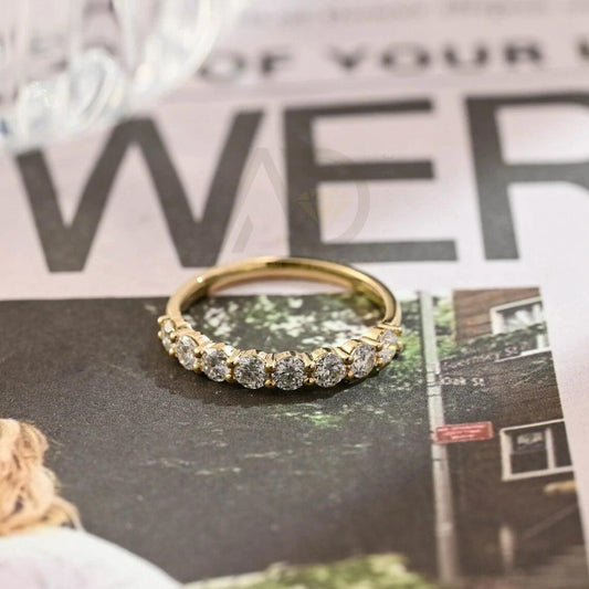 Round Cut Moissanite Engagement Wedding Band, Round Half-Eternity Band, Solid Gold Personalized Matching Band, Anniversary Gift, Women's Moissanite Ring, Customizable Fine Jewelry, Unique Anniversary Band, Luxurious Symbol of Love, Timeless Elegance, Romantic Anniversary Jewelry