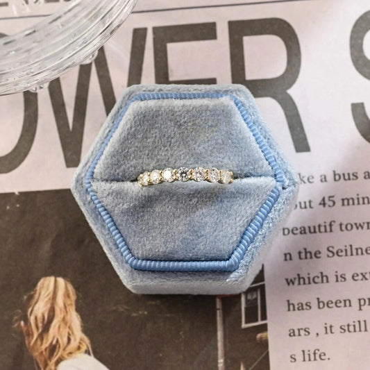 Round Cut Moissanite Engagement Wedding Band, Round Half-Eternity Band, Solid Gold Personalized Matching Band, Anniversary Gift, Women's Moissanite Ring, Customizable Fine Jewelry, Unique Anniversary Band, Luxurious Symbol of Love, Timeless Elegance, Romantic Anniversary Jewelry