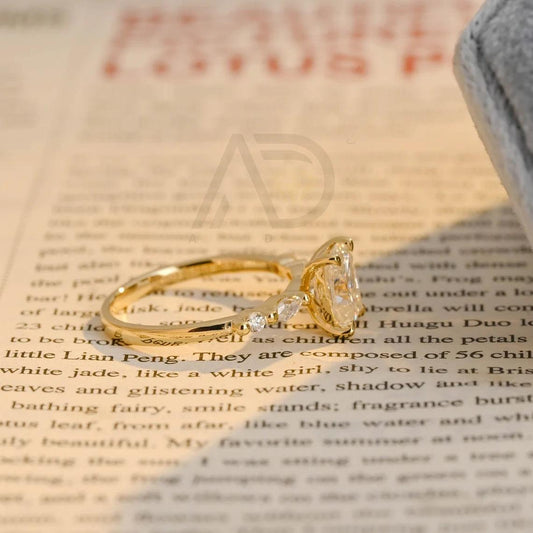 Elongated Cushion Cut Moissanite Engagement Ring, 10K Solid Gold Promise Ring, 14K Solid Gold Promise Ring, 18K Solid Gold Promise Ring, Alternating Moissanite Ring, Personalized Ring Gift, Moissanite Engagement Ring, Cushion Cut Ring, Solid Gold Promise Ring, Custom Moissanite Ring, Unique Engagement Ring, Handcrafted Promise Ring, Personalized Gold Ring, Moissanite Wedding Jewelry, Customizable Gold Ring