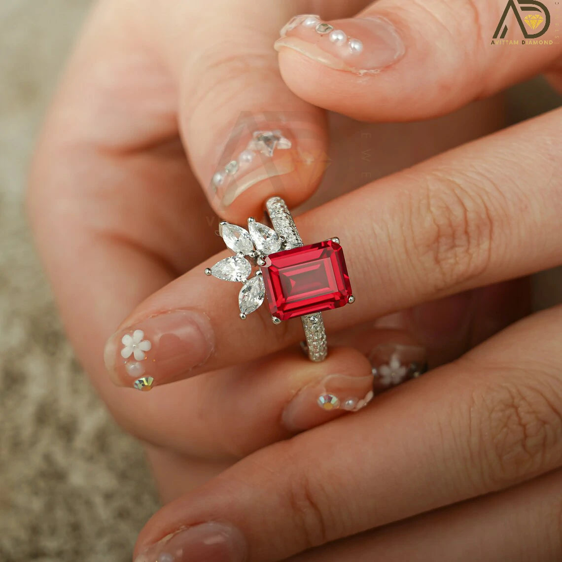 Emerald Cut Ruby Engagement
