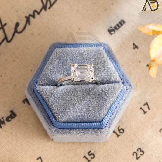 Solitaire Designer Emerald Cut Moissanite Ring
