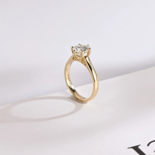 Minimalist Gold Ring | Round Cut Sparkle | Promise Ring for Her

