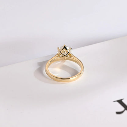 Anniversary Gift Ring | Handmade Moissanite Style | Solid Gold

