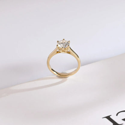 Elegant Moissanite Ring | Solid Gold Promise Gift | Minimal Vibe

