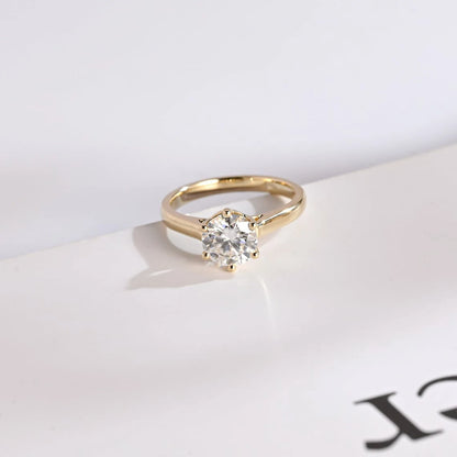 Minimalist Gold Ring | Round Cut Sparkle | Promise Ring for Her

