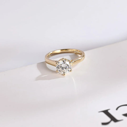 Minimalist Gold Ring | Round Cut Sparkle | Promise Ring for Her

