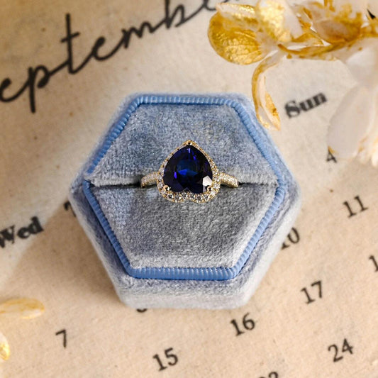 Heart cut moissanite engagement ring, Sapphire paved ring, Halo engagement ring, Solid gold promise ring, Heart shaped sapphire ring, Vintage style promise ring, Heart cut jewelry, Moissanite and sapphire ring, Solid gold vintage ring, Promise ring for her, Vintage-inspired jewelry, Halo setting ring, Heart shaped moissanite, Sapphire jewelry, Anniversary gift for women