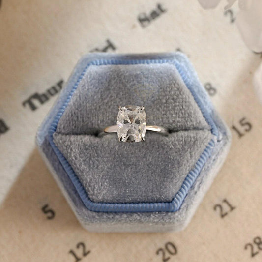 Solitaire elongated cushion cut moissanite engagement ring, Promise ring, Real gold anniversary classic cushion shape wedding ring, 10K gold ring, 14K gold ring, 18K gold ring, Cushion cut moissanite ring, Anniversary ring, Wedding band.