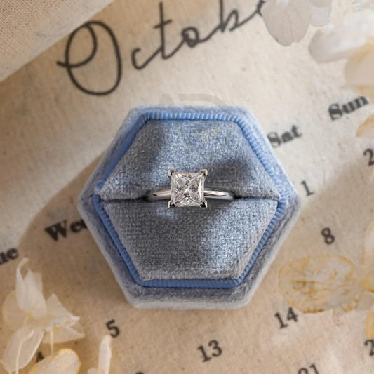 Solitaire princess cut moissanite engagement ring, Dainty classic knife edge promise ring, Handmade ring, Anniversary gift for woman wife, Princess cut moissanite ring, Classic promise ring, Anniversary jewelry, Bridal ring.