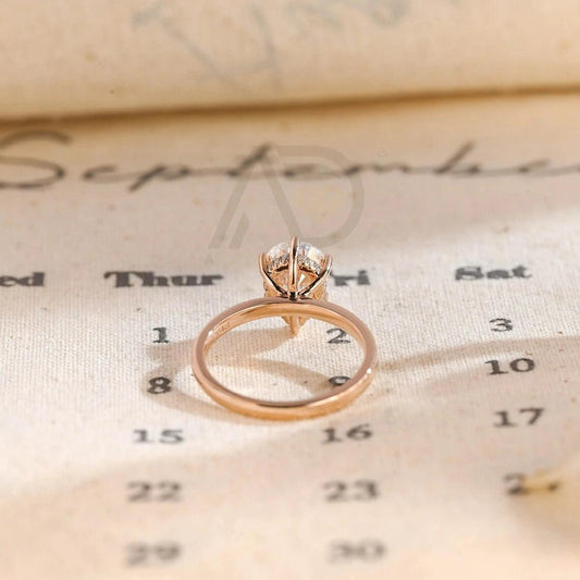 Pear Cut Moissanite Engagement Ring, Hidden-Halo Setting, Solid Gold Dainty Solitaire Wedding Ring, 6 Prong Setting, Women's Moissanite Ring, Customizable Fine Jewelry, Unique Wedding Band, Luxurious Symbol of Love, Timeless Elegance, Romantic Wedding Jewelry