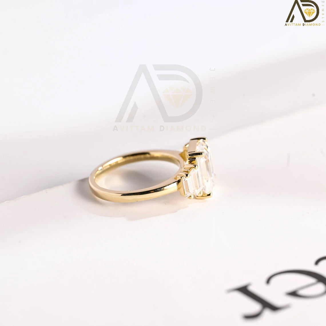 Moissanite Jewelry for Women | Emerald Cut Birthday Gift | Elegant Solid Gold Jewelry 