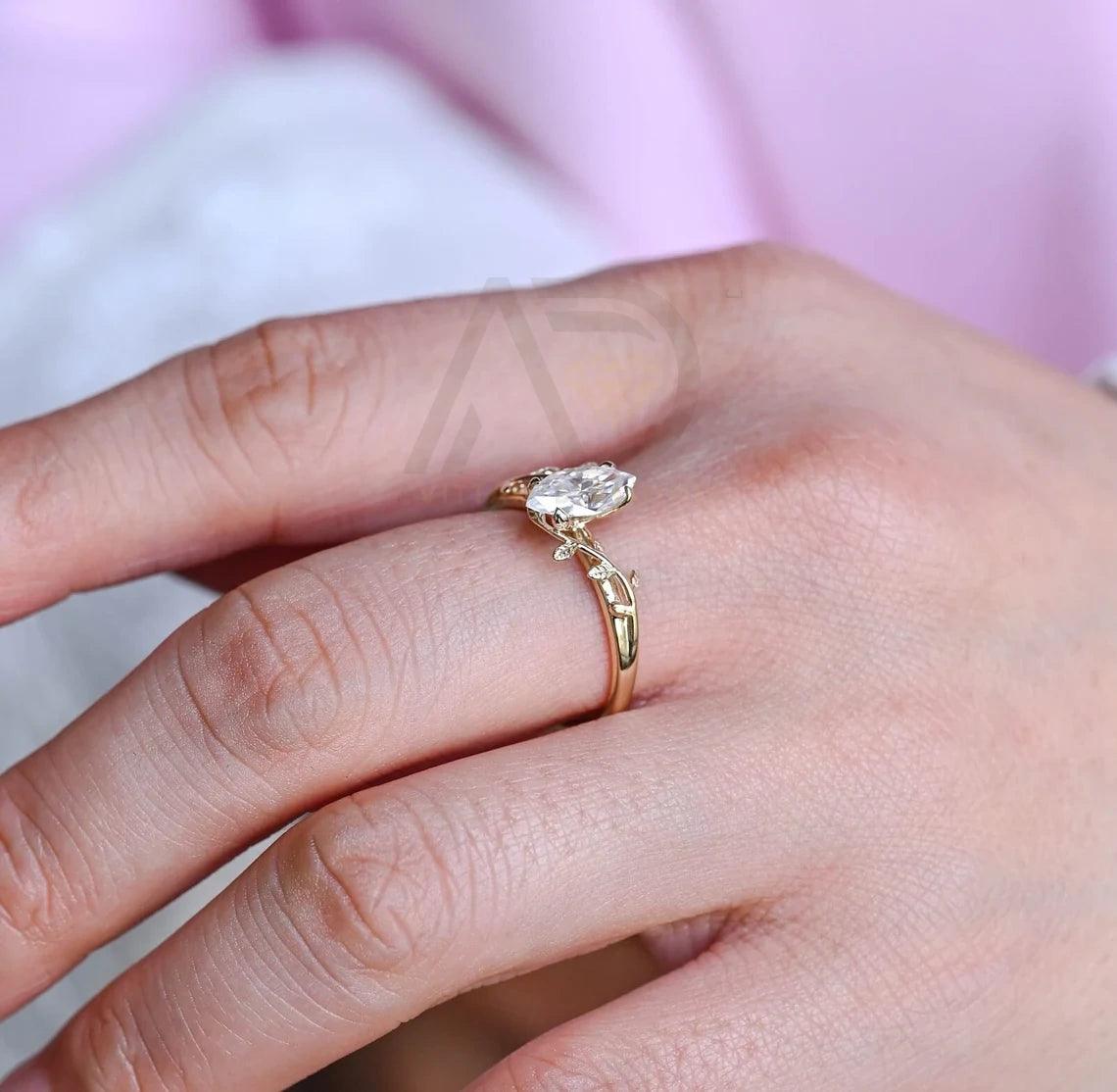Floral Vine Setting with Marquise Moissanite Diamonds – Avittam