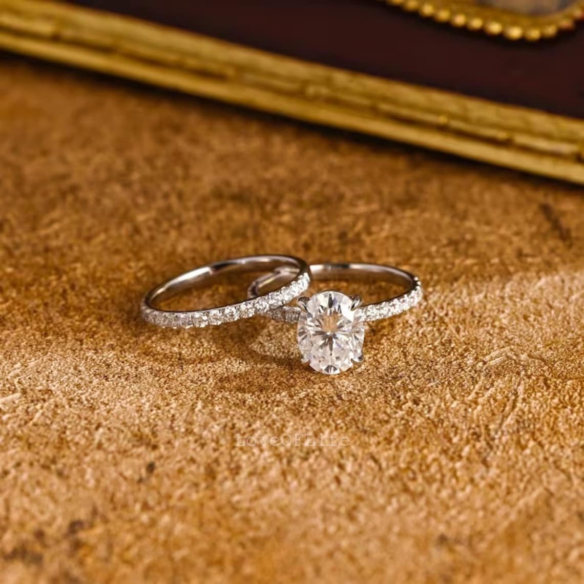 Moissanite engagement ring set