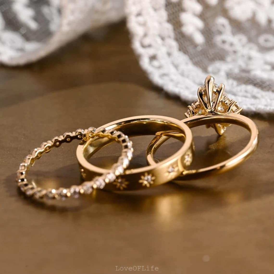 Moissanite wedding ring set