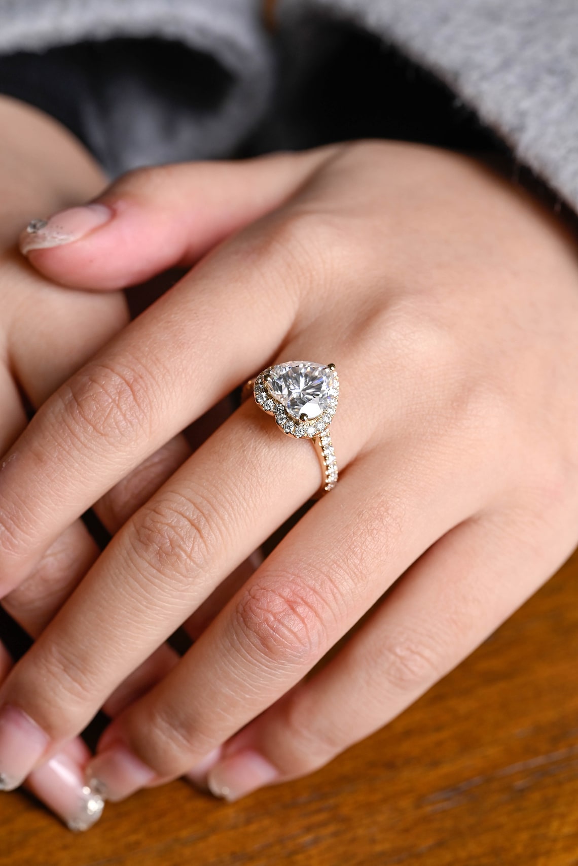 Handmade moissanite ring