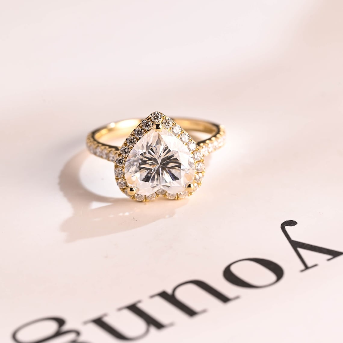 Heart cut moissanite ring