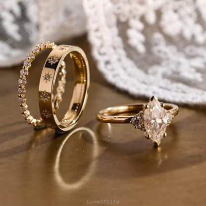 Marquise cut moissanite ring