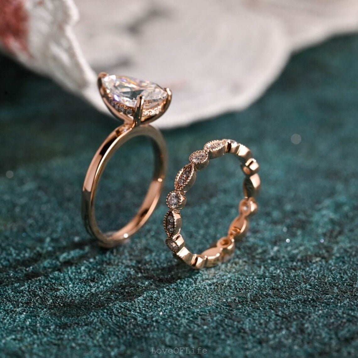 Pear cut moissanite ring