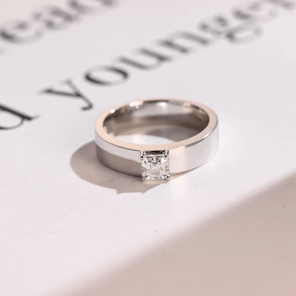 Asscher cut moissanite ring