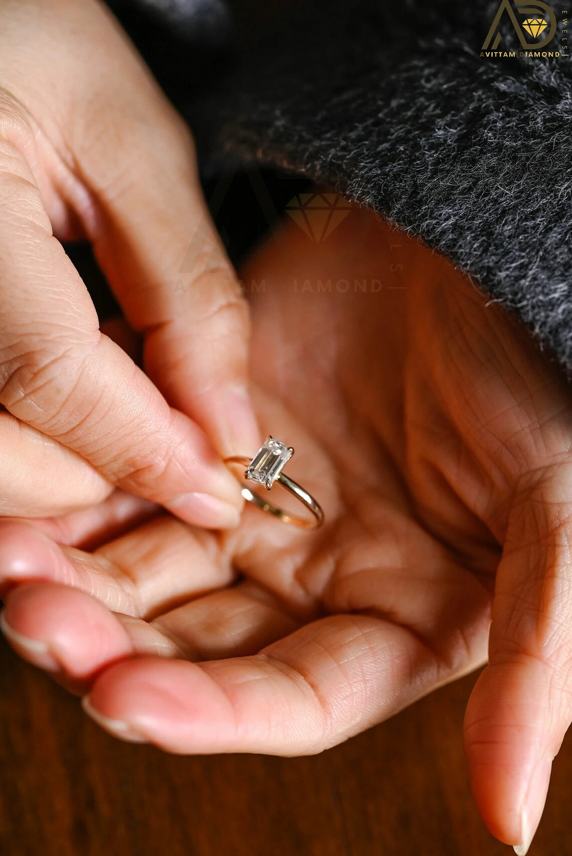 Celebrate your love with this solid gold elongated emerald cut moissanite engagement ring. The perfect choice for proposals, anniversaries, and birthday gifts. A timeless gift for her, wife, or loved one.

