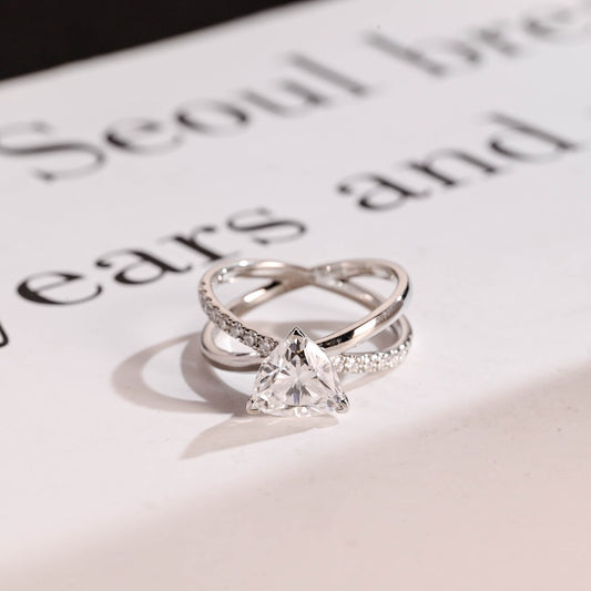 Trillion cut moissanite diamond ring