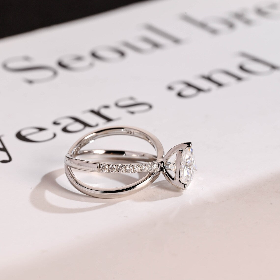 Luxury bridal moissanite ring