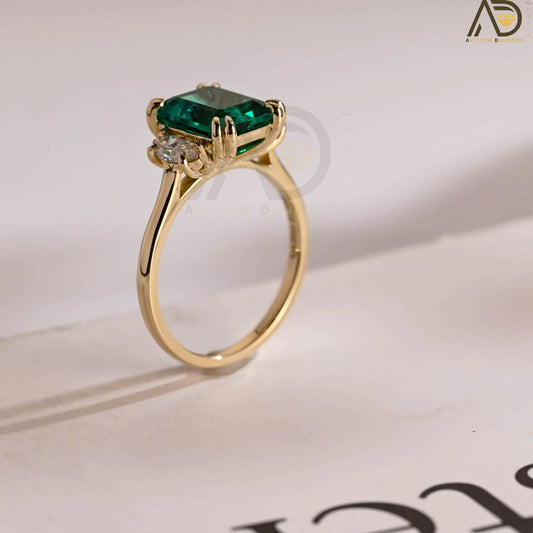 Solid Gold Emerald Cut Ring
