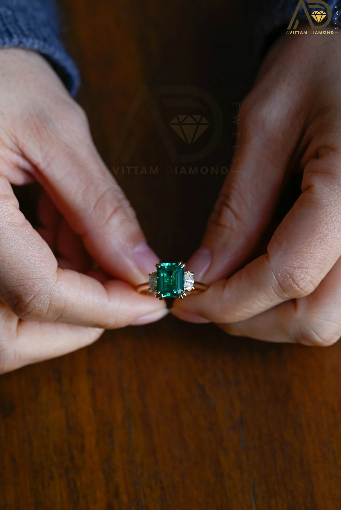 Emerald Color Engagement Ring
