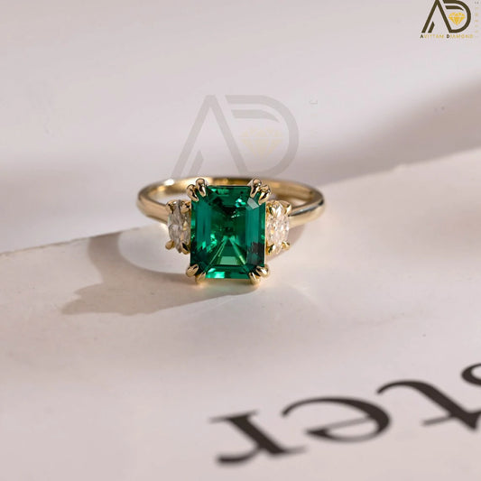 Solid Gold Emerald Cut Ring
