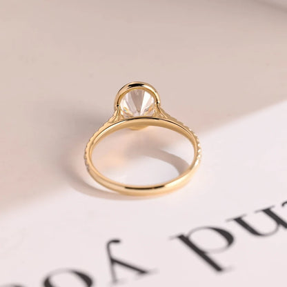 modern engagement ring | oval bezel ring | moissanite gold ring
