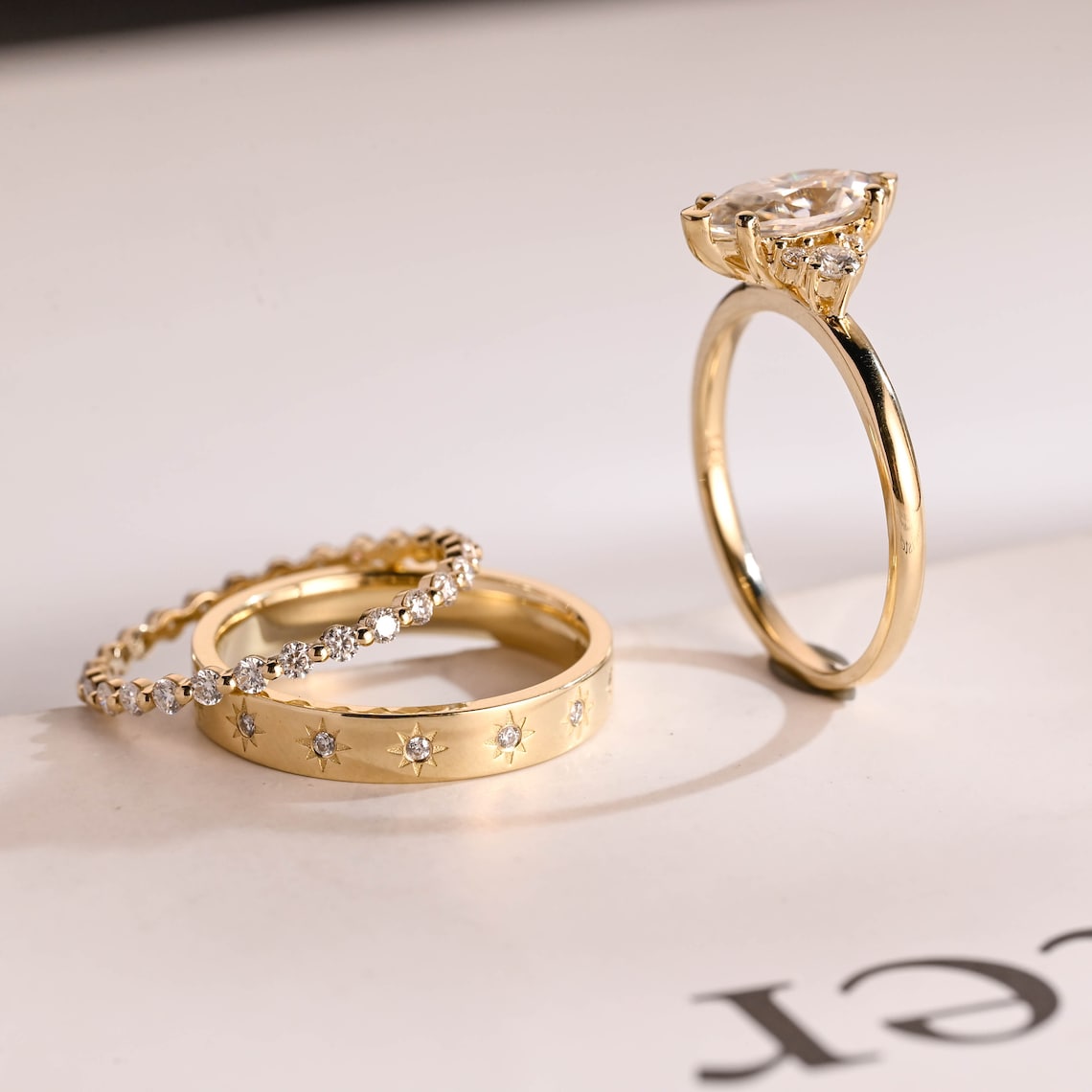 Three piece bridal ring set