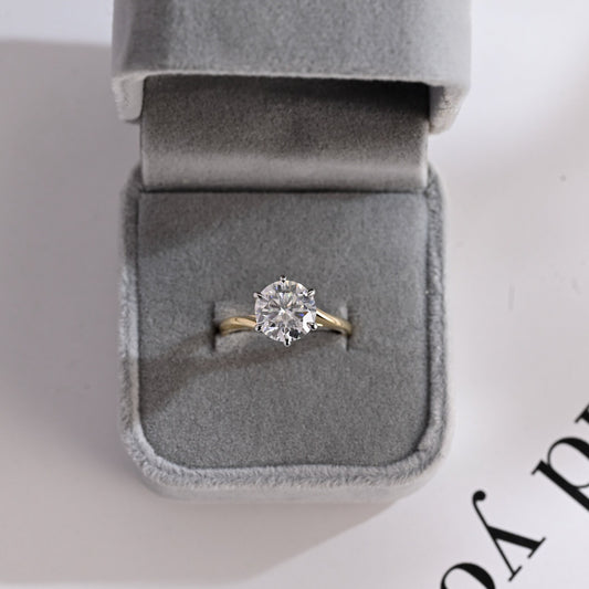 Round cut moissanite diamond ring