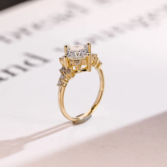 Princess cut moissanite ring