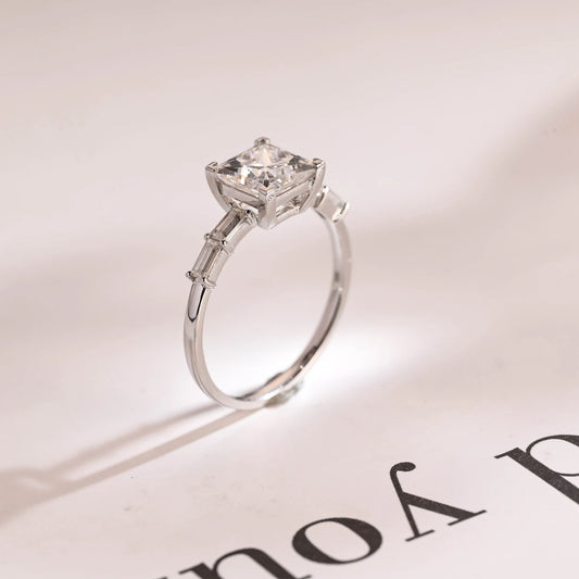 Princess cut moissanite ring