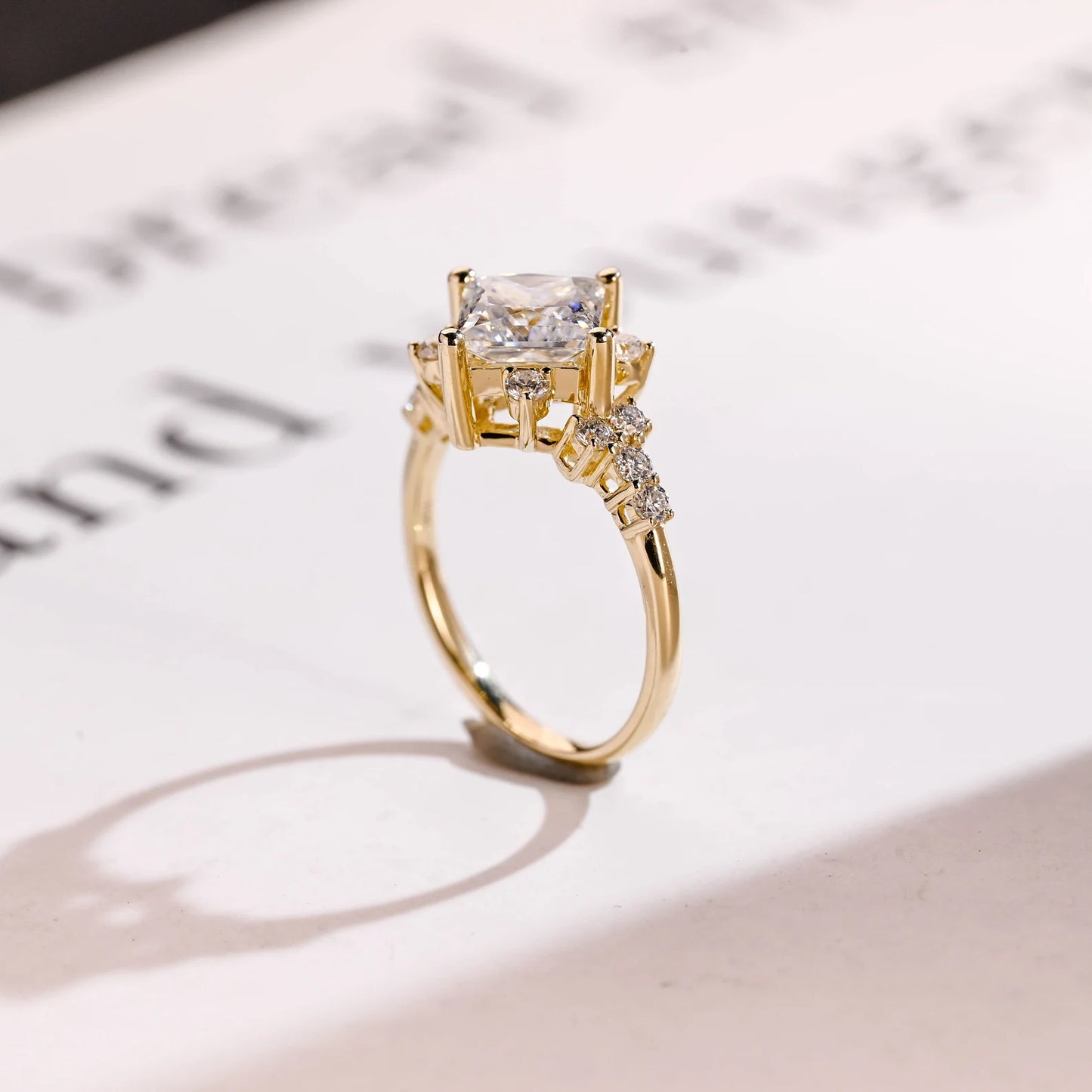 floral cluster diamond accent ring