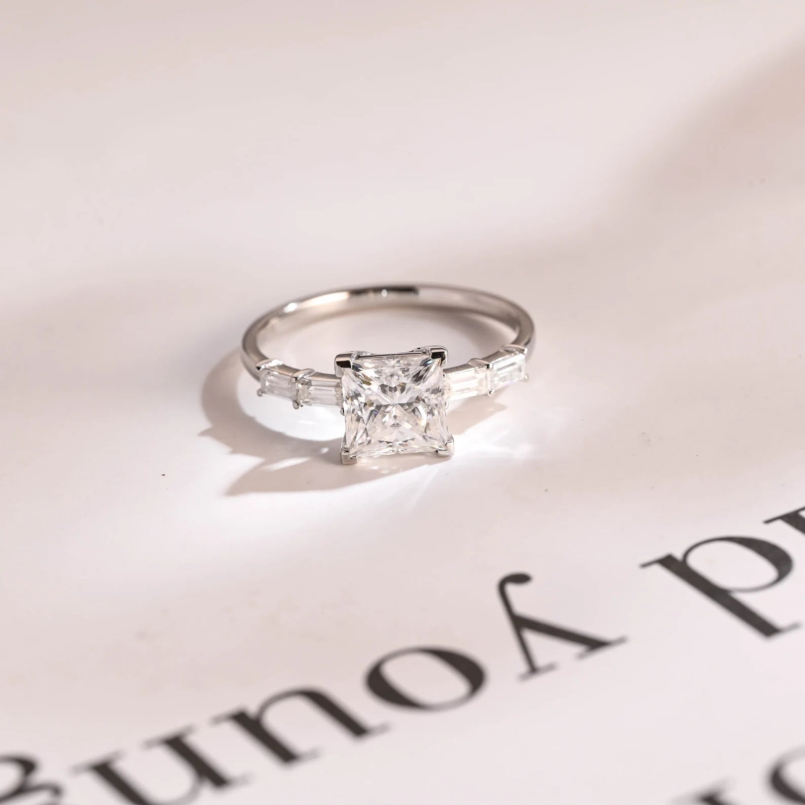 Princess cut moissanite ring