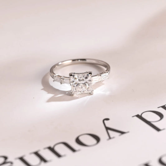 Princess cut moissanite ring