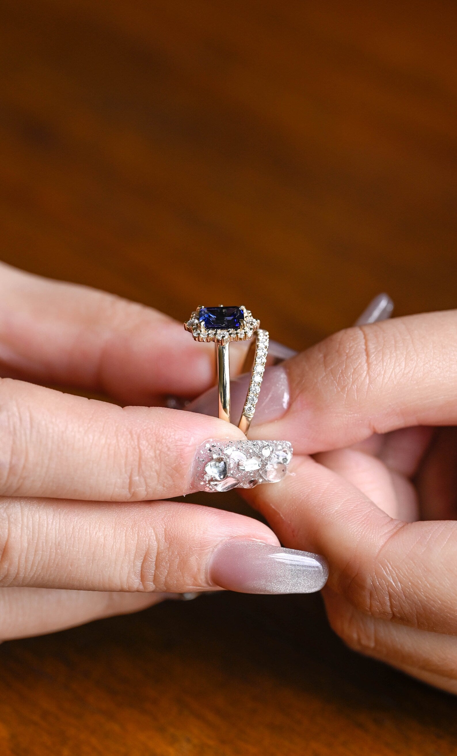 dainty women promise ring set 