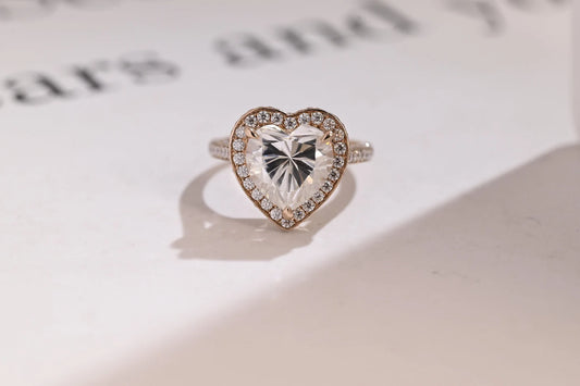 Heart cut moissanite diamond ring