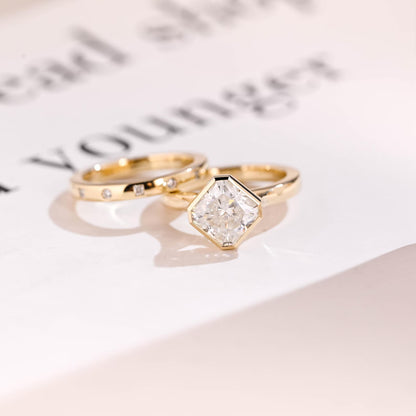 Asscher cut moissanite ring