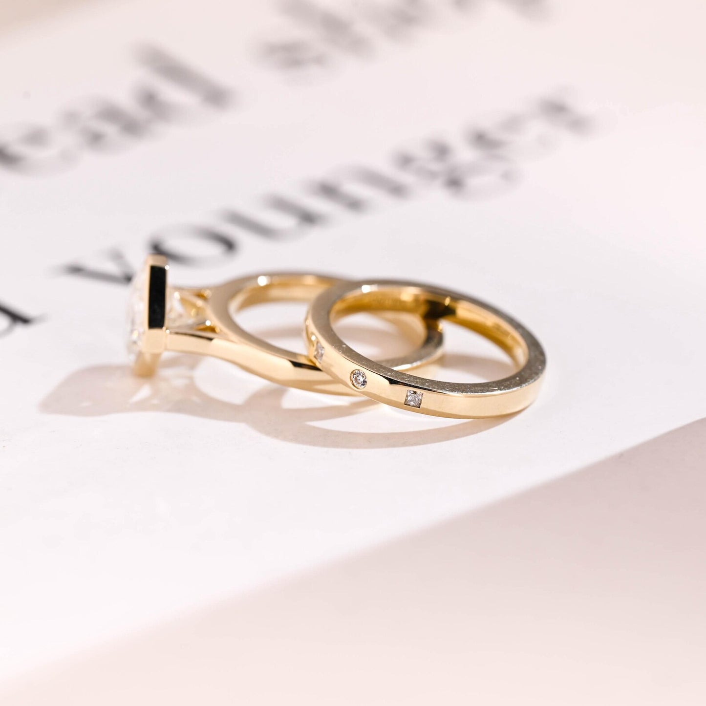 yellow gold promise ring set