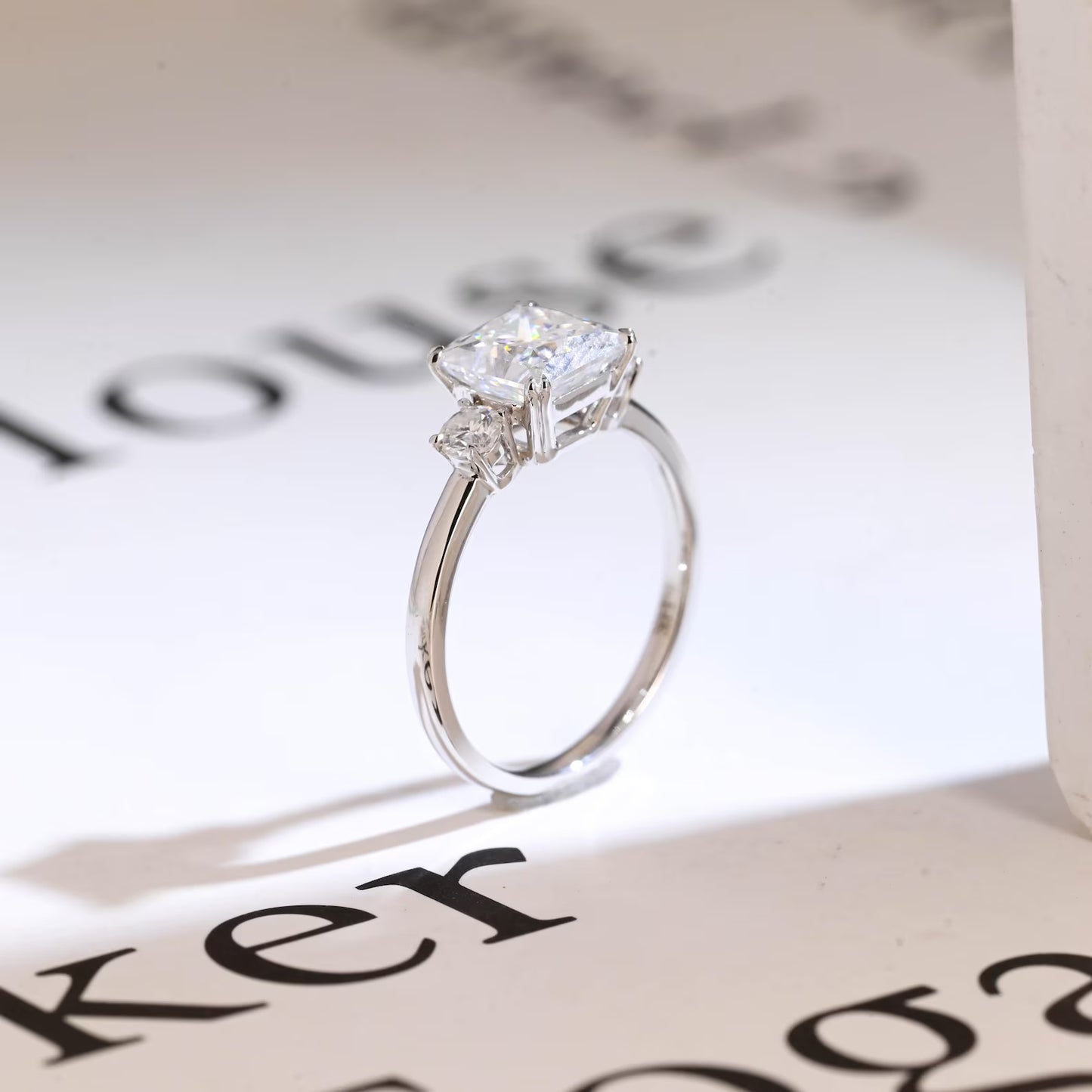 Princess cut moissanite ring