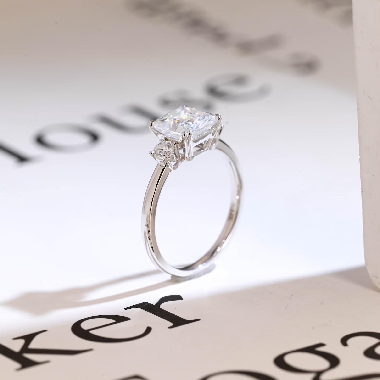 Princess cut moissanite ring