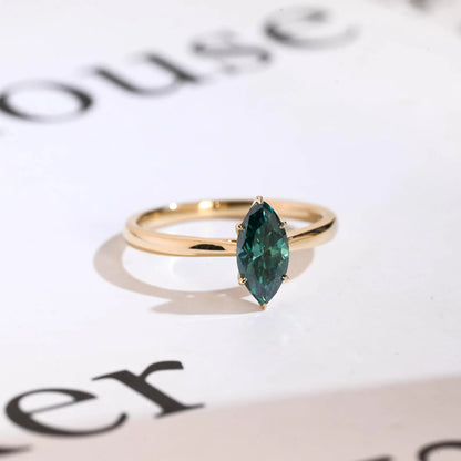 Green marquise cut moissanite diamond