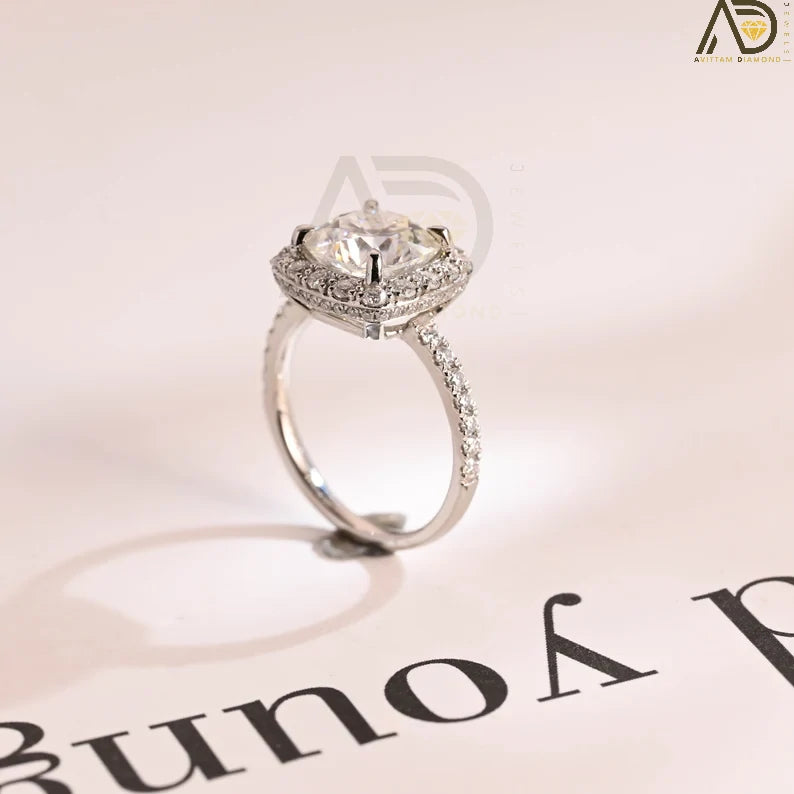 Exquisite Moissanite Halo Ring
