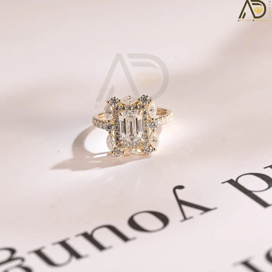 Solid Gold Emerald Cut Moissanite Ring – Available in 10K, 14K, and 18K Gold, Perfect for Birthdays or Anniversaries.