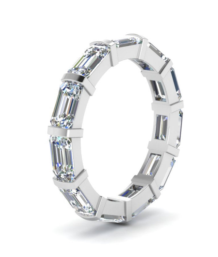 14K Solid White Gold | 5x3 Emerald Cuts Moissanite High Quality with IDGL Certified E-F Color | 8.75 US