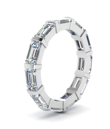 14K Solid White Gold | 5x3 Emerald Cuts Moissanite High Quality with IDGL Certified E-F Color | 8.75 US