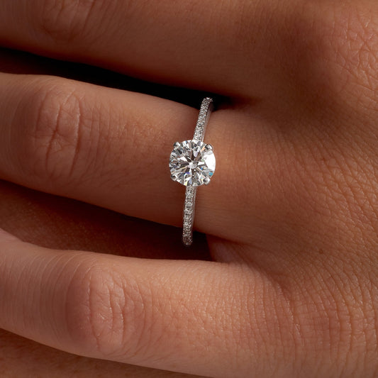 Round cut lab grown diamond ring